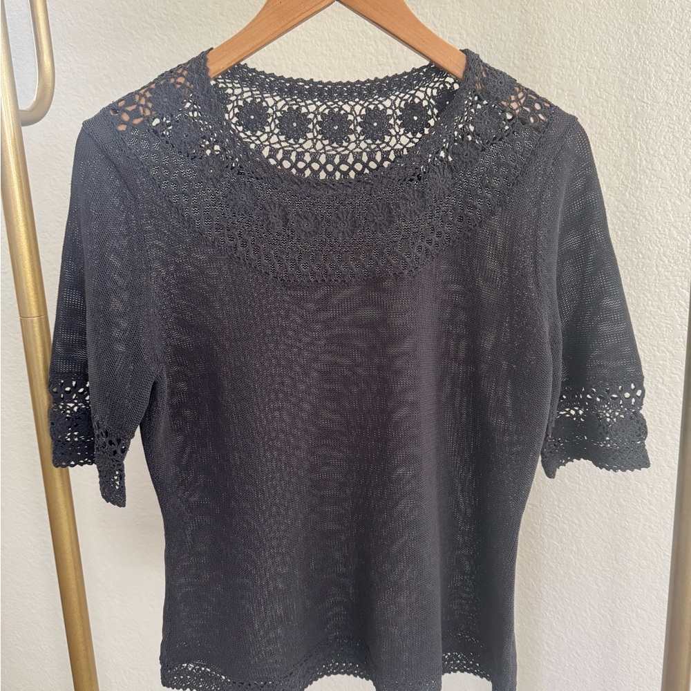 Elegant Black Lace Women's Top